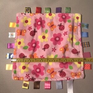 Bright Starts Taggies Pink Floral Lovey Baby Security Blanket Sensory 12"